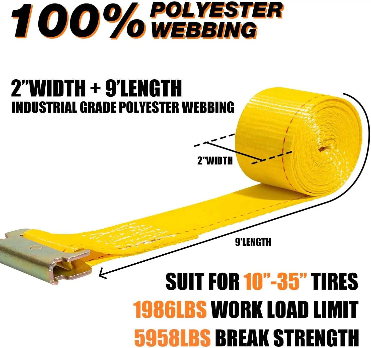 5958lb break strength ultimate heavy duty trailer tire straps system vehicle wheel chock ratchet tie down kit for ATV,UTV,Law