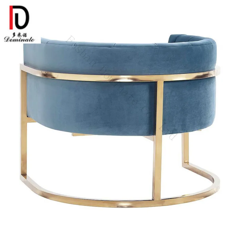 Low Back Stainless Steel Frame Single Seat Leisure Sofa for Family and Reception Room