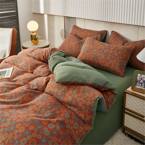 High End Yarn Dyed Jacquard Cotton Boho Double-layer Woven Four Piece Set Bedding Set