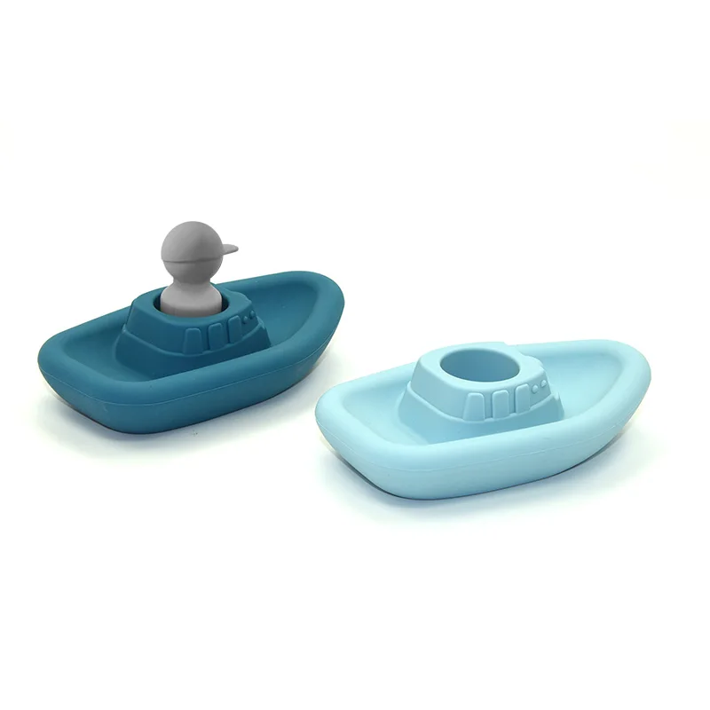 Stock Bpa Free Food Grade Silicone Bath Water Toys Stacking Toy For Kids Boat Baby Bath Toy