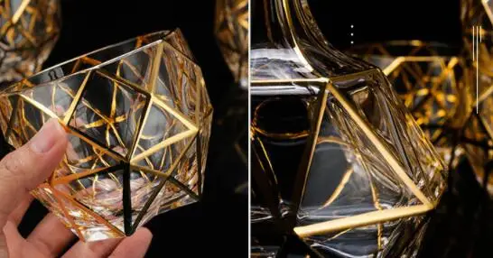 The Latest European Czech Crystal Glass Golden Whiskey Wineglass Set