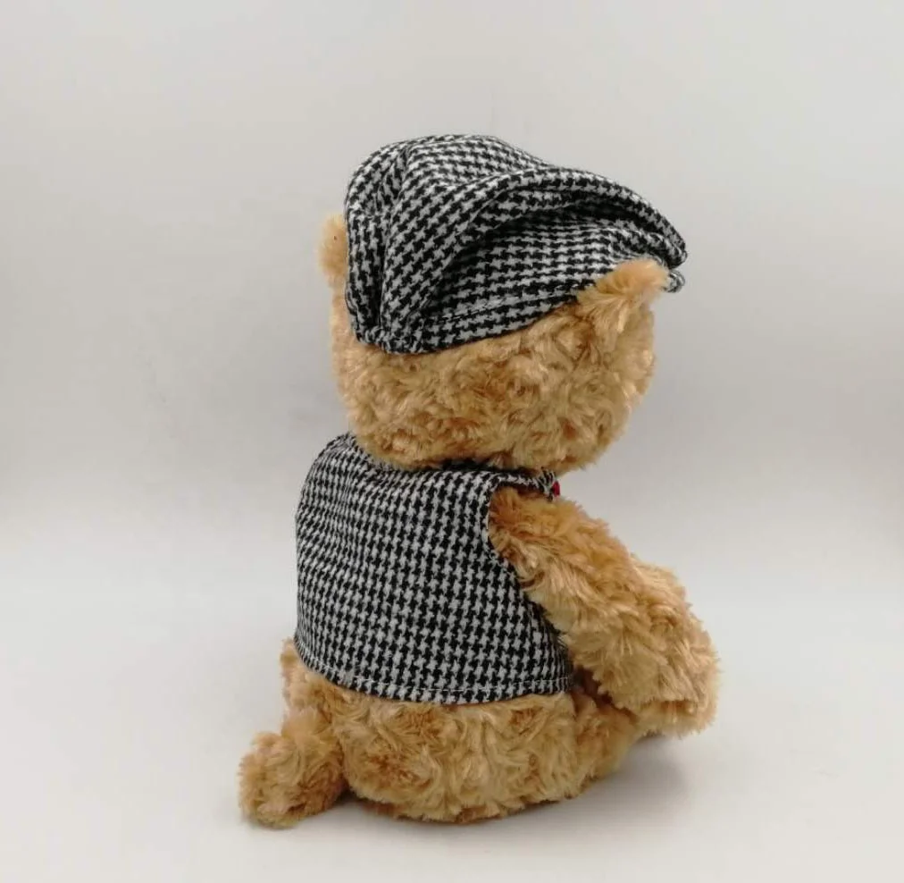 Wholesale Custom OEM/ODM 13 inch Bear wearing vest and hat hot sale high quality soft plush toy