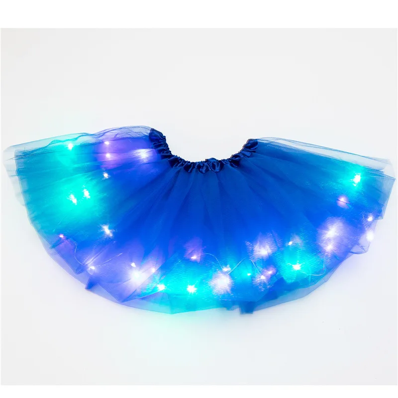 Fancy colorful pink red white short tulle luminous light skirts baby girls birthday party LED tutu skirt for kids