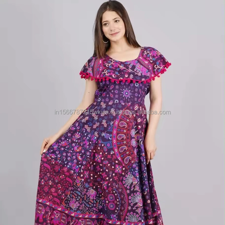 New High Fashion Hippo Suzani Embroidered Tunic Boho Traditional Touch Banjara Women Midi Dress