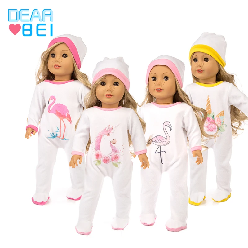 2pcs/set Hat + Jumpsuit Doll Sets Outfit For 43cm Doll Cute Jumpers Rompers 18 Inch Doll Clothes Set