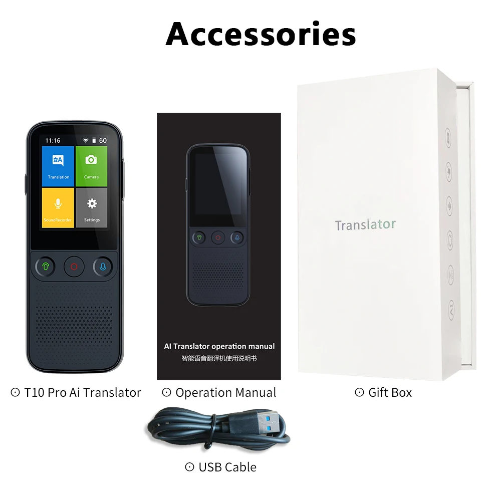 T10 Pro Instant Smart Two-Way Translation WiFi Connecte Support 137+ Online Languages Translation Translator