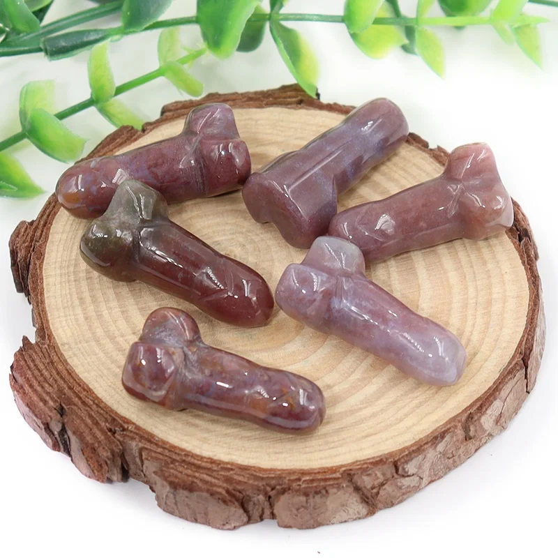 Wholesale natural hand made carved healing stones crystal dildo small crystal penis for decoration