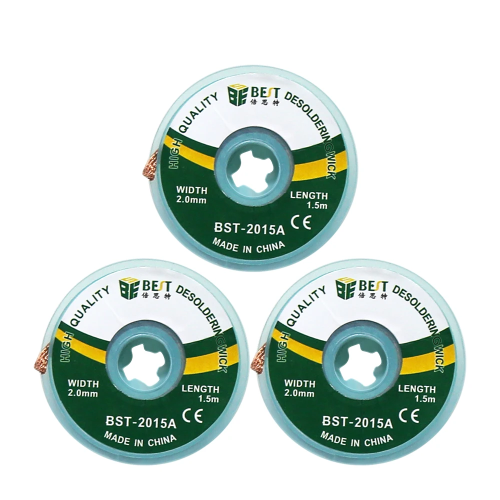 BST-2015A 1.5m Length Desoldering Wire Paste Cleaning Wick Low Residue Tin Absorption Line Suction PCB Mobile Phone Repair Tools