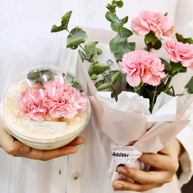 Clear plastic Sphere display crystal ball dessert container Food-grade hollow sphere cake flower boxes