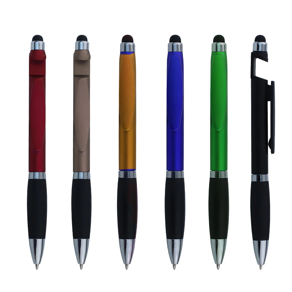 Wholesale Promotional 3 in 1 Plastic Ball Point Pens with Phone Holder / Screen Stylus