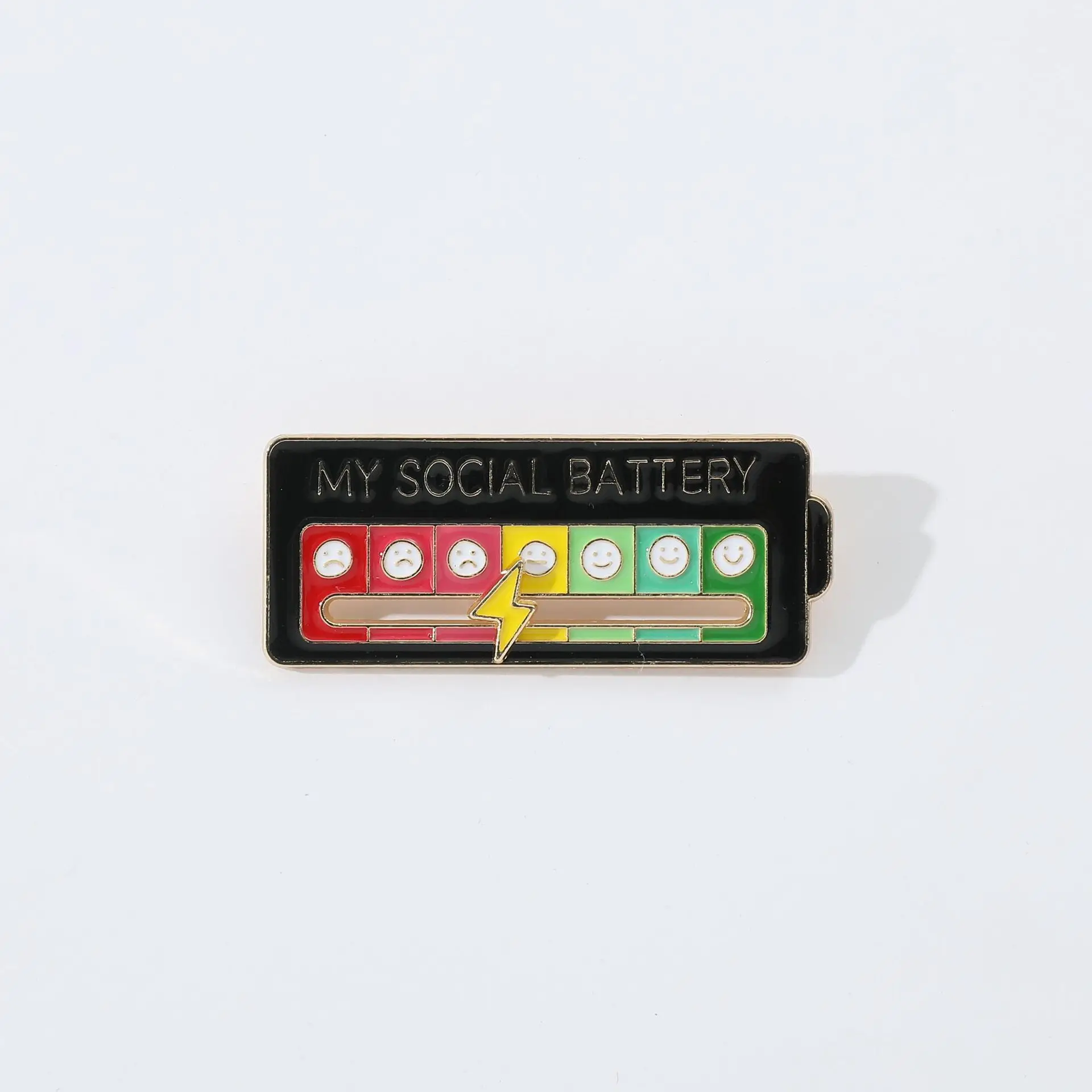 Hot Sale Wholesale Custom Logo Name Tag Badge Blank Famous my social battery Metal Lapel Pin