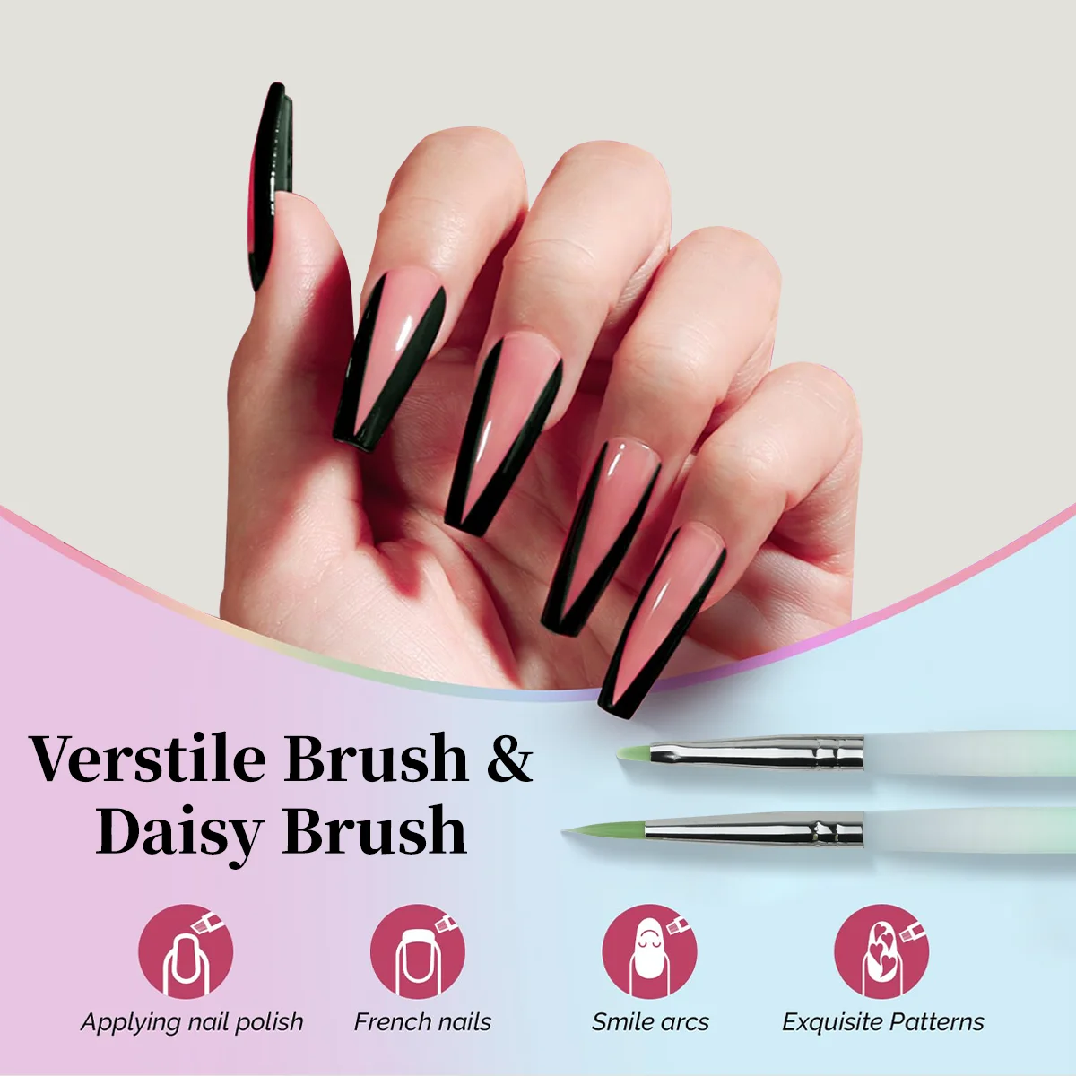 Nail Supplier Factory Nylon Hair Green Gradient Acrylic Handle Art Liner Brush Nail Polish Brushes