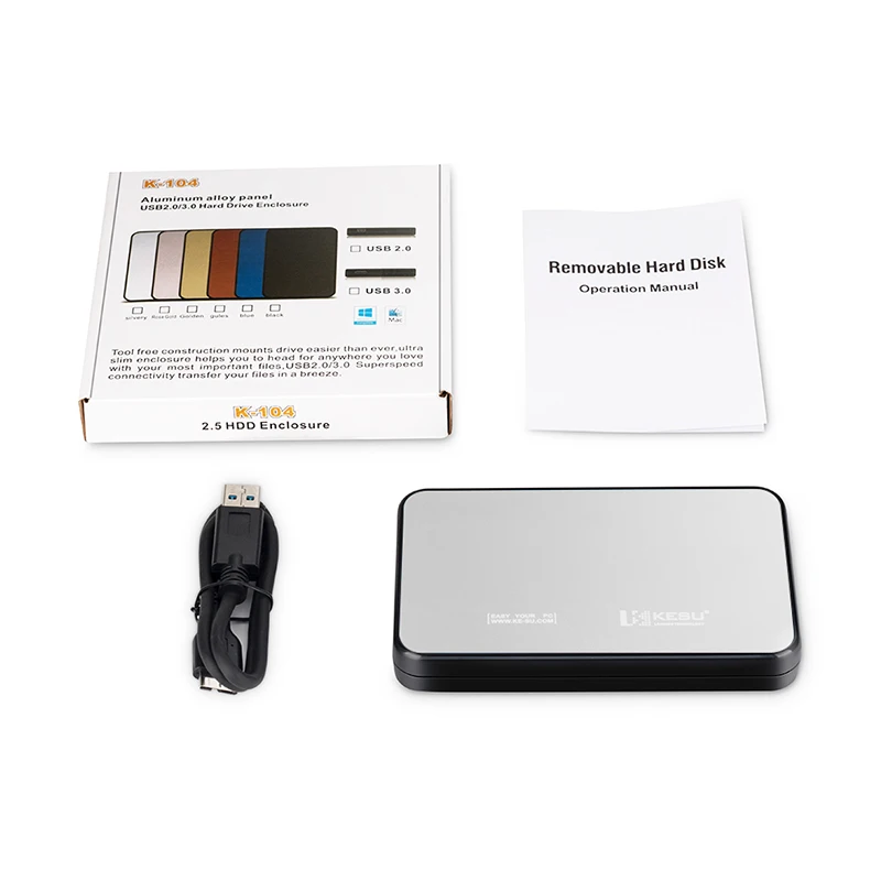 OEM кесу жесткого диска 2,5 дюймов SATA USB 3,0 пластиковый корпус SSD/HDD 1 ТБ 2 ТБ жесткий диск HDD корпус