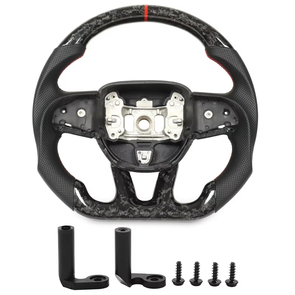 Carbon Fiber Steering Wheel Perforated Leather For Dodge ChallengerCharger Durango WD 2015-23 For Jeep Grand Cherokee SRT