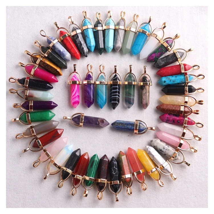 Gemstone jewelry natural stone necklace wire wrapped healing crystal pendant for men women