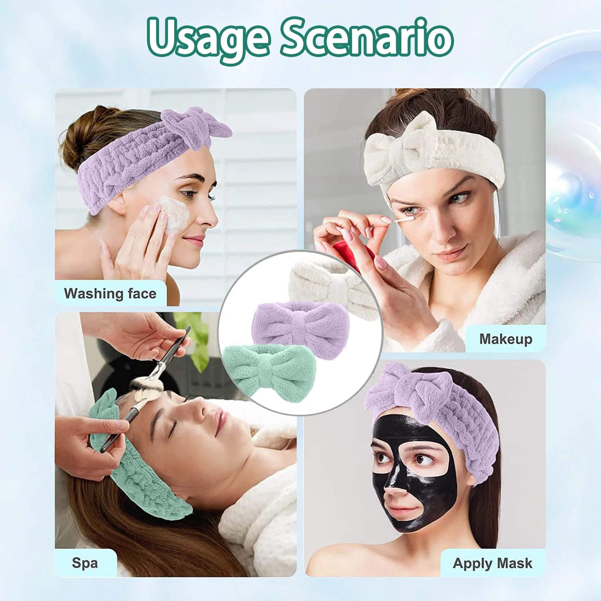 Sweet Washing Face Headbands Coral Fleece Wrist Band Spa Hair Band For Women