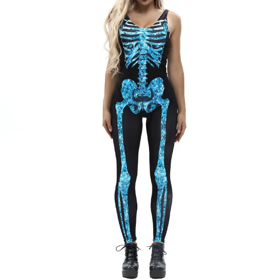 
Halloween 3D Butterfly Skeleton Disgusting Party Costume One Piece Spandex Jumpsuit Women 