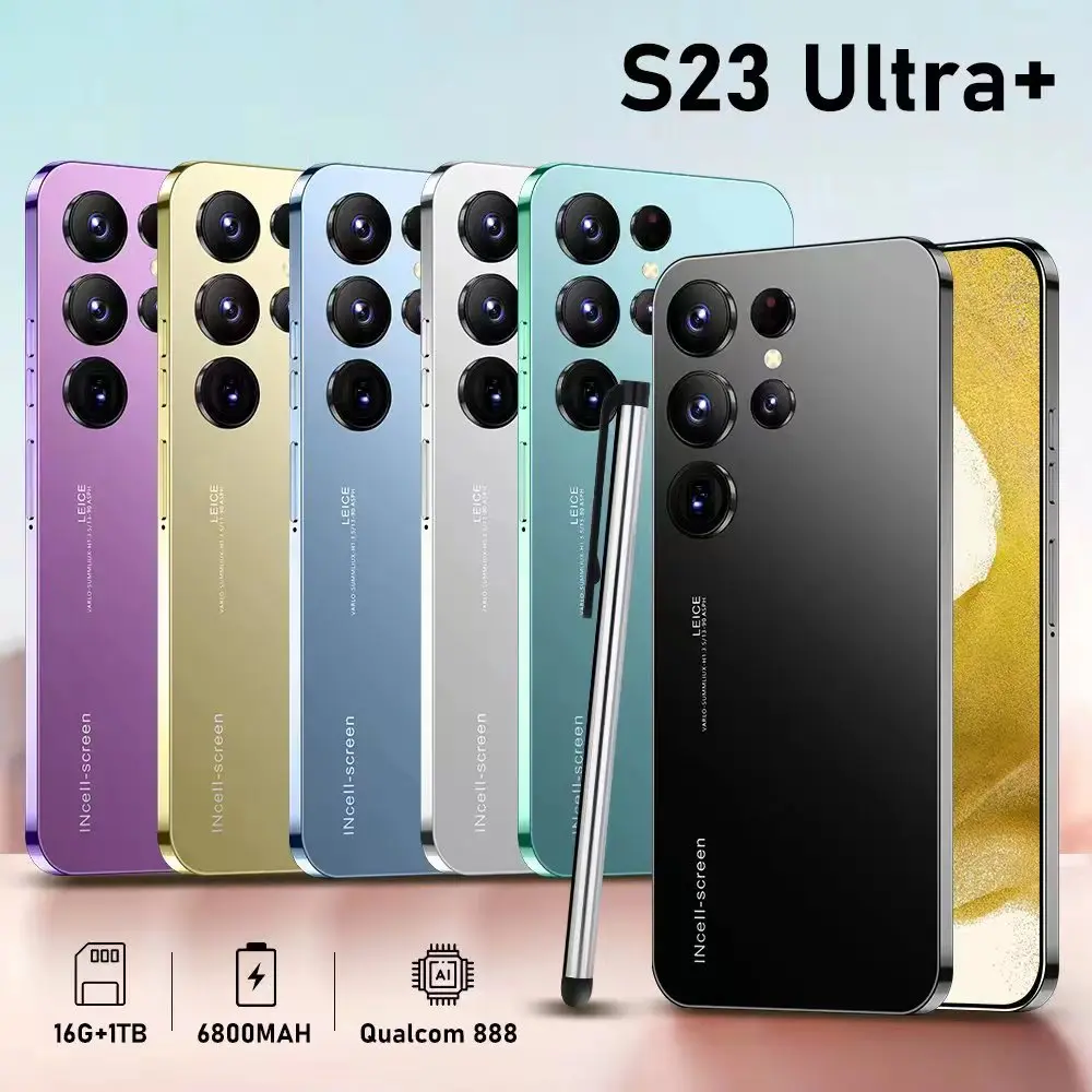 Hot Selling S23+ ULTRA Original 16gb+512gb 48MP+100MP Fingerprint Unlock 7300mAh Android 12.0 Cell Phone Smart Mobile Phone
