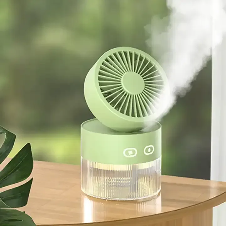 Water Cooling Fan USB Desktop Turbine Foldable Cold Air Humidification Spray Air Cooling Fan