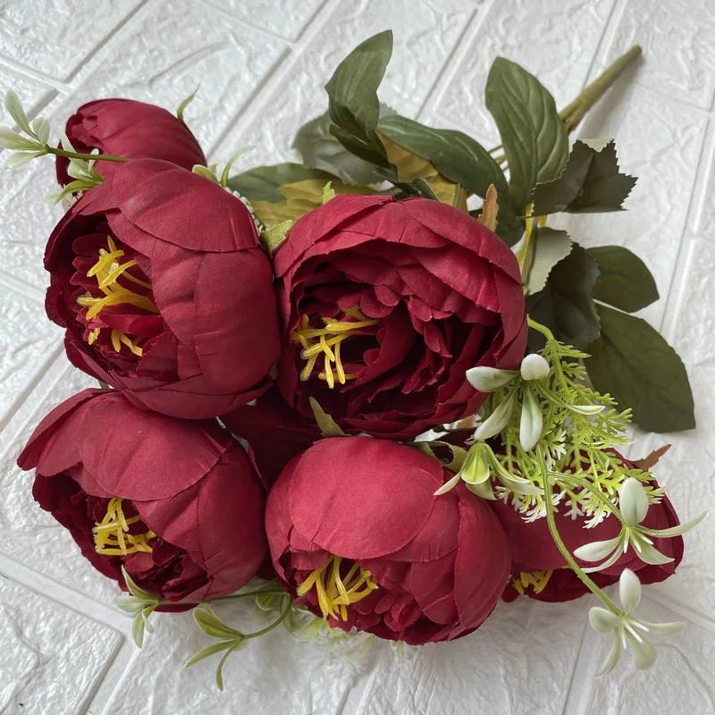 Peony Bundles Bridal Bouquets Wholesale Wedding 42cm Artificial Peony Bouquet