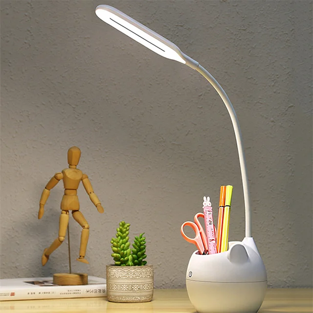 New Design Pen Holder Lamp Desk Led Table Night Light Battery Table Lamp With Phone Stand