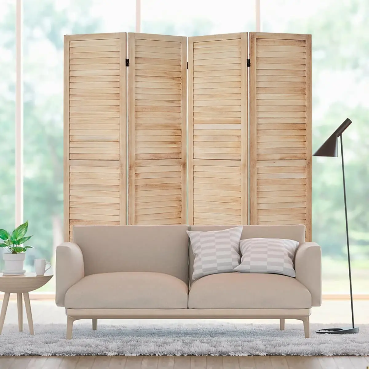Custom Natural Woven Design Brown Color 6 Panel Folding Screen Wooden Privacy Screen Panels Restaurant Indoor Wall  Room Divider