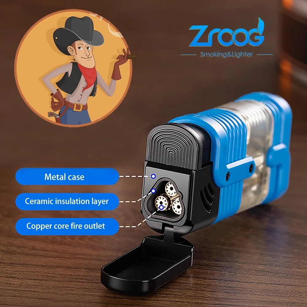 Torch Lighter Triple 3 Jet Flame Adjustable Lighter Windproof Refillable Butane Gas Lighter Fuel Visible Pocket Lighter