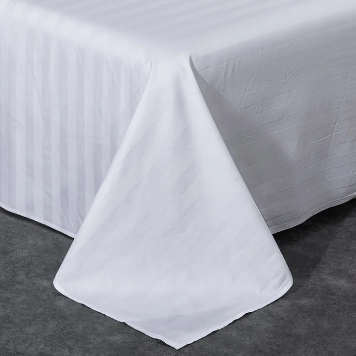 OEM single double queen king size cotton 40S 1 & 3cm stripe hotel bedding duvet cover bed sheet set