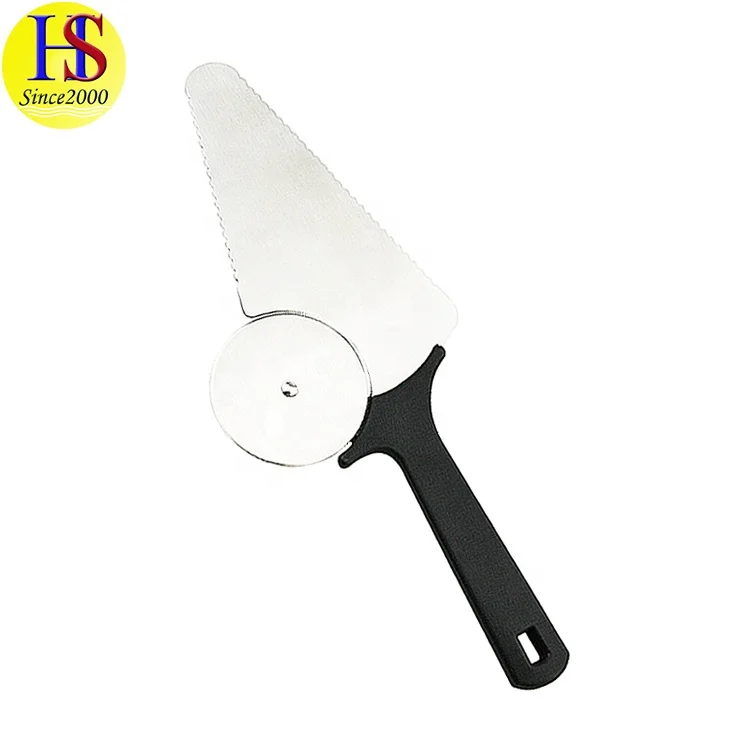 Hot Selling Design Home Kitchen 3 In 1 Stainless Steel Pizza Slicer Server Pizza Cutting Wheel with Handle