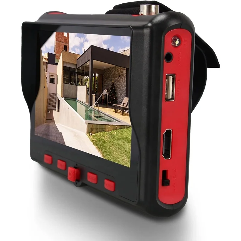 Red Colour 4 in 1 Camera Tester AHD TVI CVI CVBS CCTV Tester 5 inch LCD Monitor HDTV in VGA in Display 800X480 Resolution