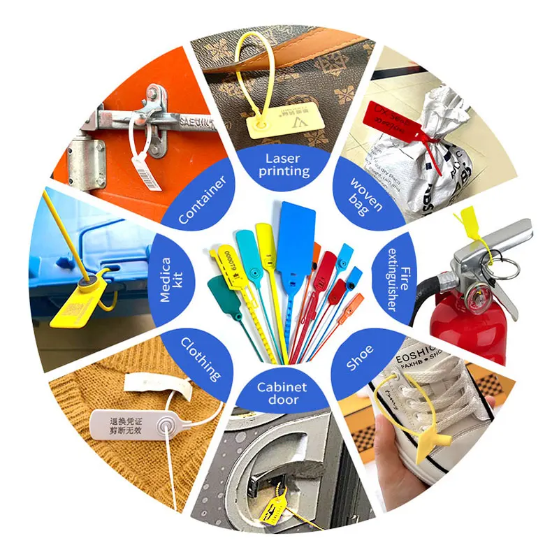China Factory Customized Printing Logo Security Plastic Seals Numbered Tamper Tags Disposable Safety Plastic Security Seal Tag