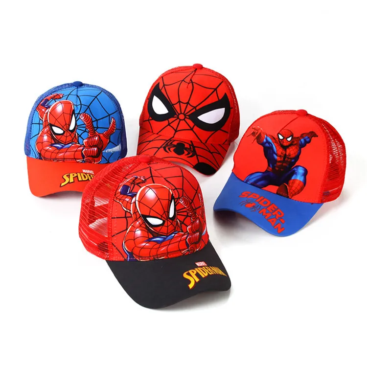 Wholesale Age 2 8 Spiderman Baseball Cap Cartoon Adjustable Snapback Hip Hop Cap Sports Sun Protective Hats
