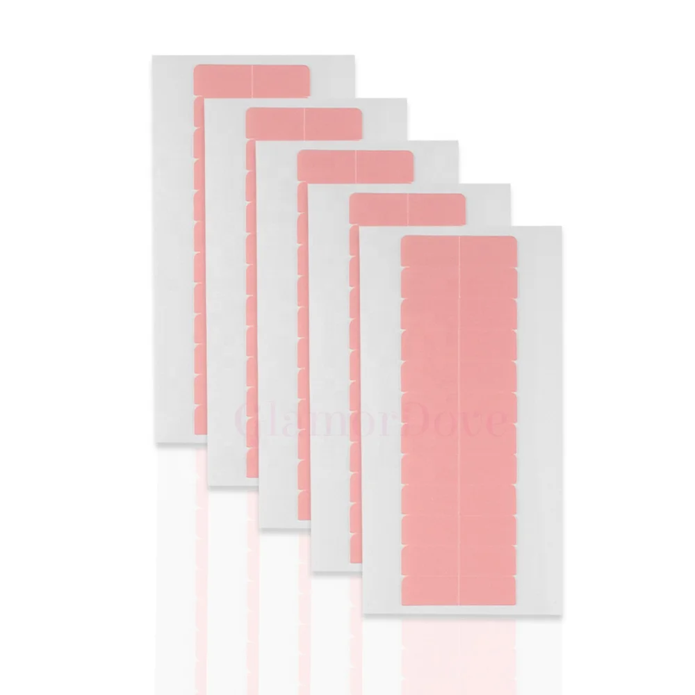 Wholesale Pink Color Double Sided Adhesive Glue Tape Tabs Invisible Replacement Tapes for Tape-in Hair Extensions