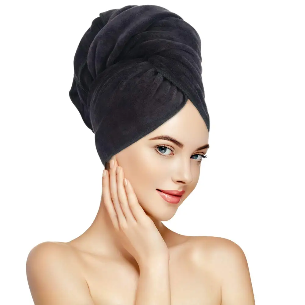 Large manufacturer custom foreign trade microfiber hair towel 2 pcs fast absorbent dry hair bath hat for women