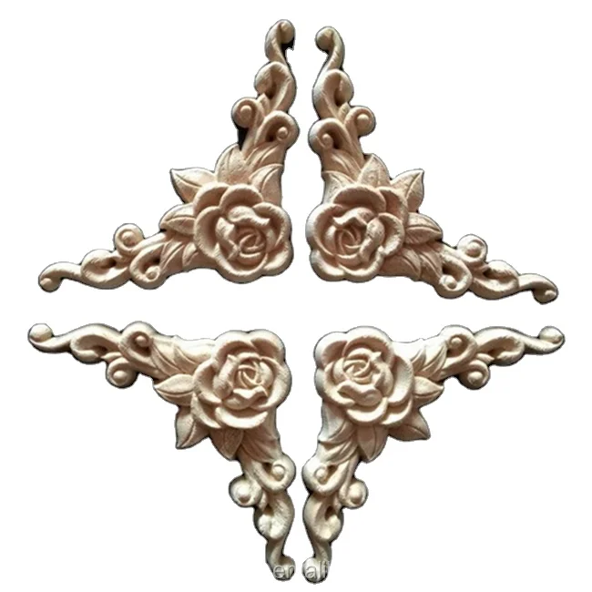 Antique Carved Wood Applique Onlay for Furniture Decor