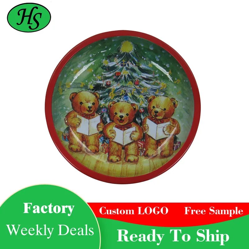 Factory wholesale custom printing food grade Round metal Tray for Food service snacks plate indian tray