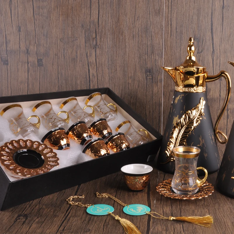 Saudi Arabic Coffee Thermos Vacuum Flask Jug Serving Tea Set Portable Arabic Coffee Dallah Pot