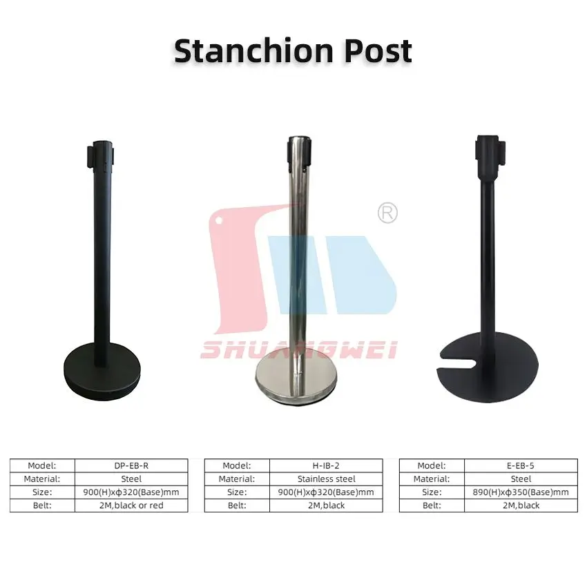 Belt Stanchion Queue Barriers Security Pole Posts Crowd Control Stanchion with 2M Retractable Belt Stanchion Set