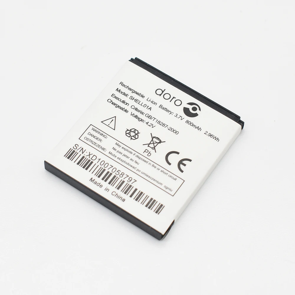 3.7v 800mAh 2.96wh Battery SHELL01A for Doro 605 610 611 612 632 622 520x 409 410