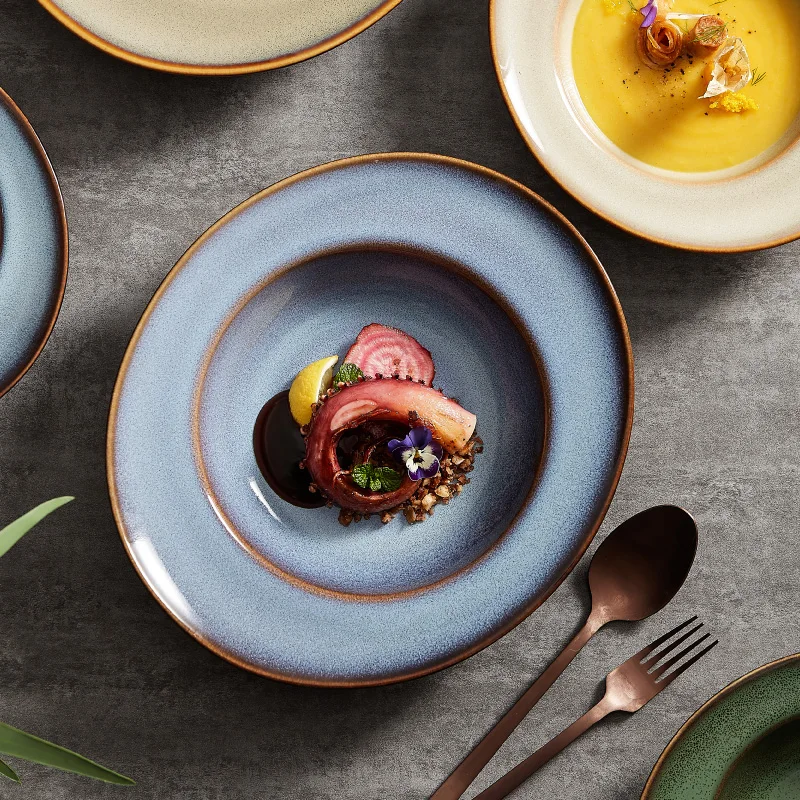 Oval hotel plate special tableware ceramic artistic fusion dish commercial western meal plate advanced sense