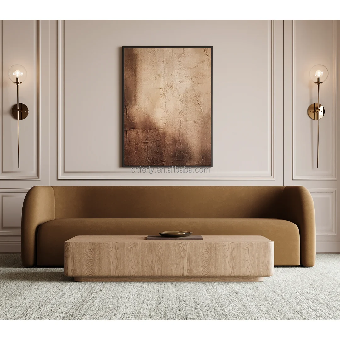 Ferly Hot Sale Cream White Fabric Sofa Set Living Room Furniture Holland Velvet Sofa Fabric Sectional Sofa