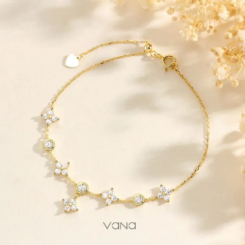 Vana Cubic Zirconia 925 Silver Fashion Jewelry Women Necklaces Non Tarnish Four Leaf Clover Necklace Jewelry