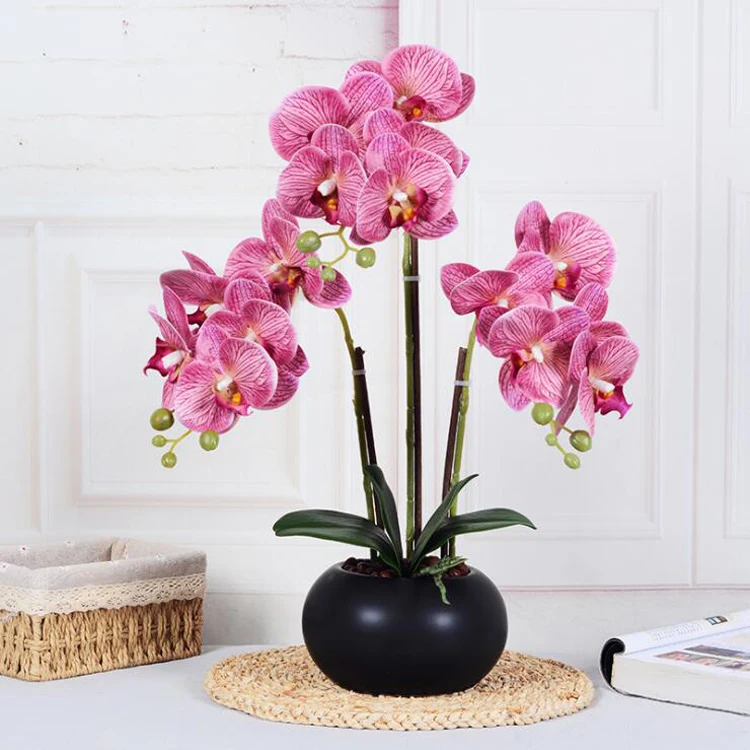 Hot Sell Artificial Orchid Plant Home Garden Wedding Decorative Real Touch Phalaenopsis Orchid Flowers Bonsai Artificial Orchids