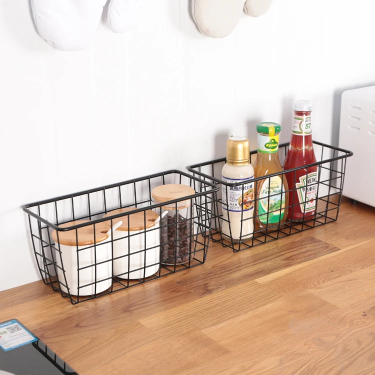 Modern Laundry Decorative Iron Organizer Basket Storage Metal Wire Mesh Baskets