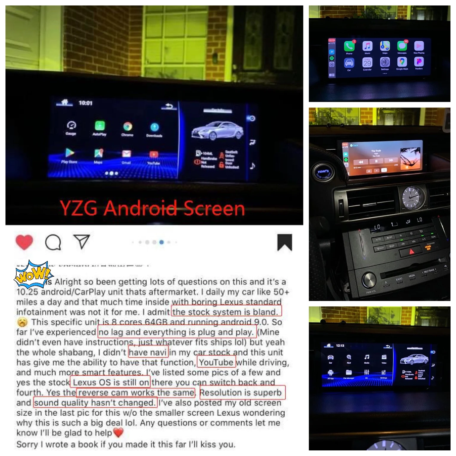 YZG 10.25" 8 Core Carplay Gps Navigation Multimedia Android for LEXUS IS250 IS300 IS300H 220 200T 2013 2014 2015 2016 2017 2019