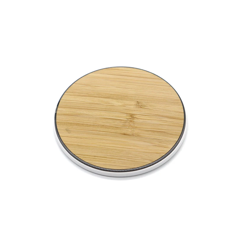 New Design 5W round Shape ABS and Bamboo Qi Wireless Phone Charger Innovative Chargers & Adapters Category
