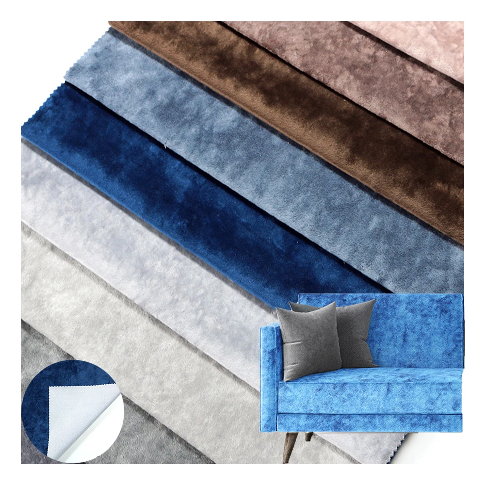 Home deco holland velvet fabric New shiny ice flower effect polyester fabric crushed 100 polyester for sofa furniture