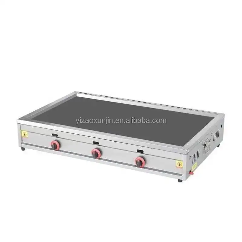 80cm Stainless Steel Electric Frying Pan Commercial Gas Engine Baking Pan Desktop Ramen Cookware for Restaurant