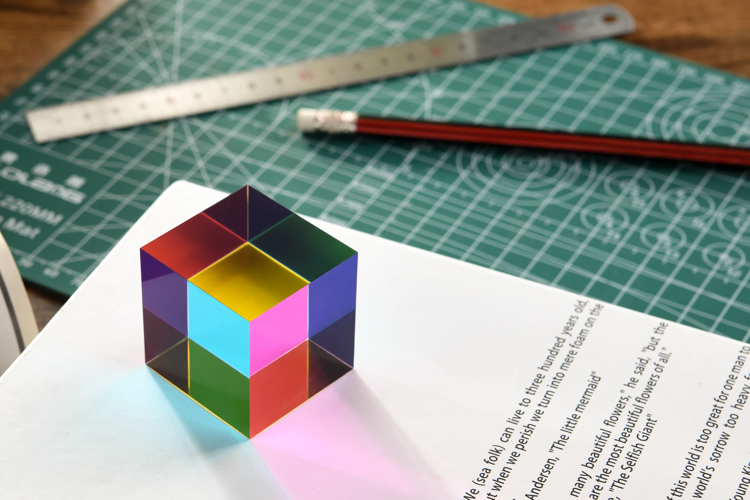 ZhuoChiMall CMY Mixing Color Cube, 40mm (1.57 inch) Acrylic Cube Prism