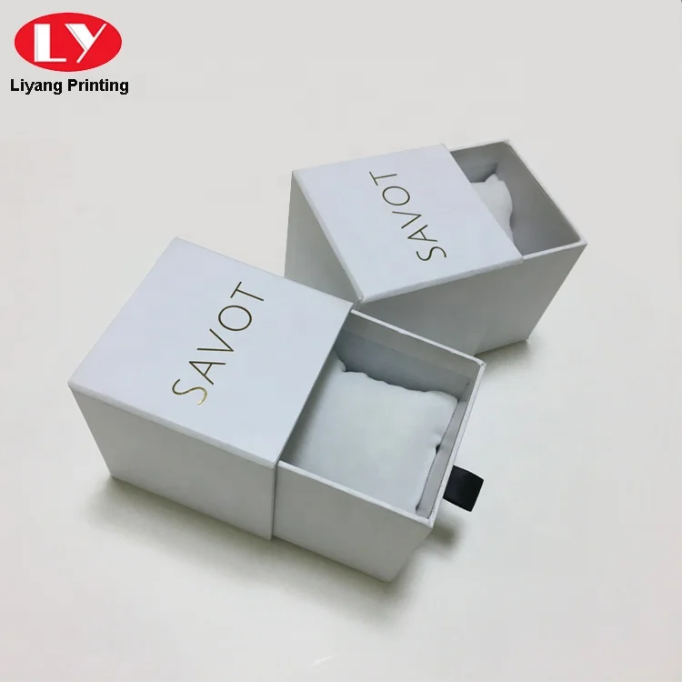 Bracelet or Smart Watch Packaging Drawer Slide Gift Box Luxury Custom Watch Box Gold with Pillow Insert